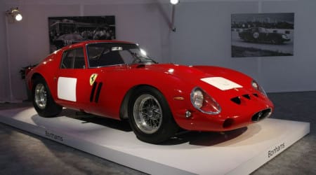 A 1962-63 Ferrari 250 GTO Berlinetta is displayed during a preview for the Bonhams Quail Lodge car auction in Carmel